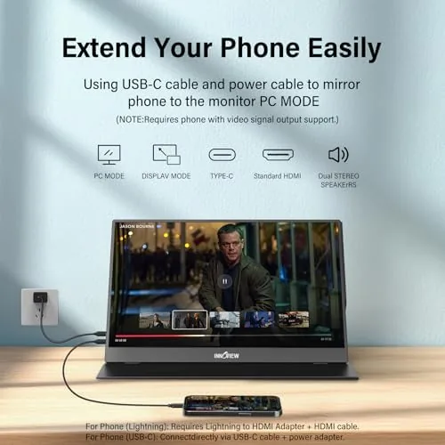 A Nintendo Switch connected to the InnoView portable monitor