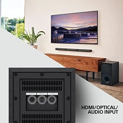 Sony HT-S40R soundbar mounted under a television