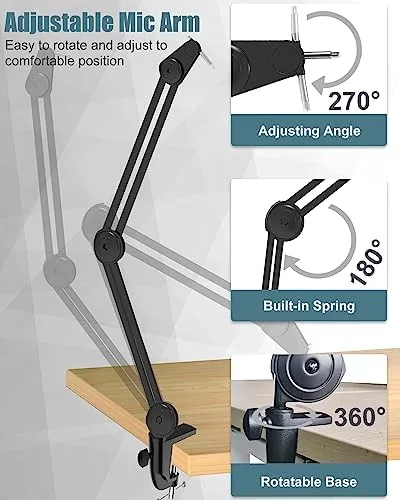 Close look at the Microphone Boom Arm Stand for Blue Yeti with Shock Mount build quality