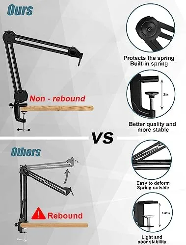 Another view of the Microphone Boom Arm Stand for Blue Yeti with Shock Mount