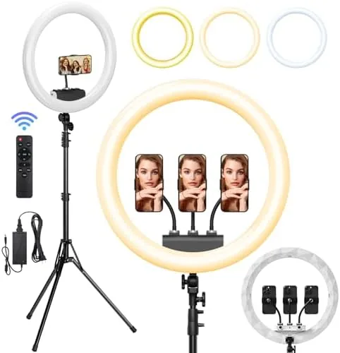 Overview of the Ring Light with Stand, 19in LED Selfie Circle Light, Max