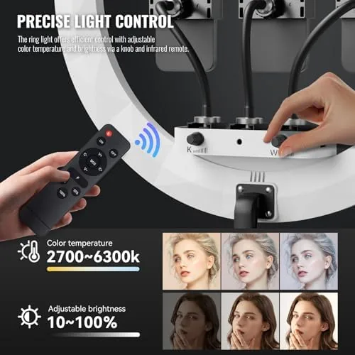 Detail shot of the Ring Light with Stand, 19in LED Selfie Circle Light, Max features