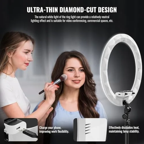 The Ring Light with Stand, 19in LED Selfie Circle Light, Max in real use