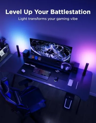 Close view of the light bar diffuser showing a multi color RGBIC gradient