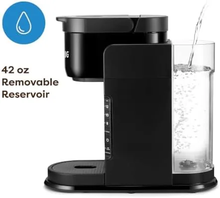 The K-Express beside a mini brewer and a larger full featured coffee maker
