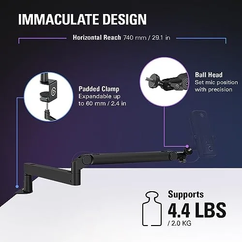The Elgato Wave Mic Arm Low Profile Microphone Boom Arm | compared in context