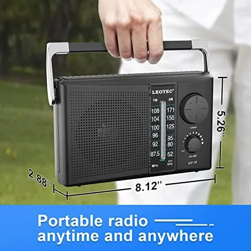 The LEOTEC Portable AM FM Radio with Best Reception,Battery Operated or compared in context