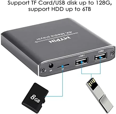 Another view of the 4K Media Player with Remote Control, HDMI up to 7.1