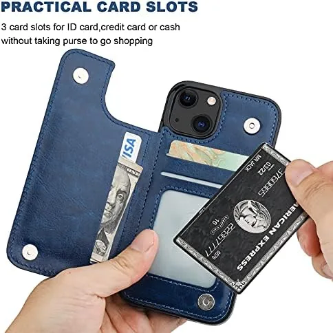The ONETOP for iPhone 13 Wallet Case with Card Holder,Blue | in real use