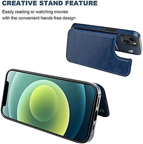 Another view of the ONETOP for iPhone 13 Wallet Case with Card Holder,Blue |