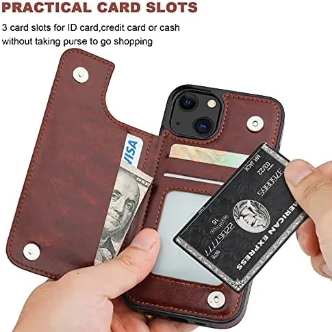 The ONETOP for iPhone 13 Wallet Case with Card Holder,Brown | in real use