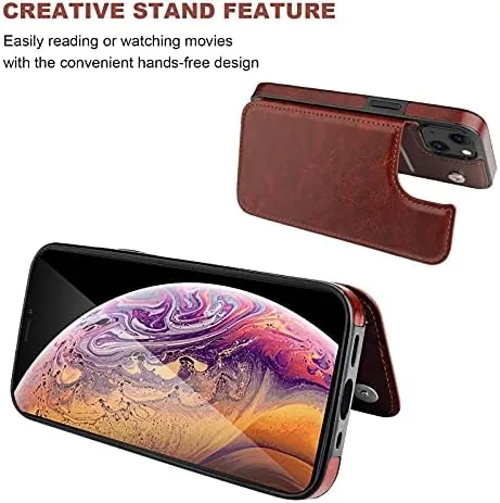 Another view of the ONETOP for iPhone 13 Wallet Case with Card Holder,Brown |