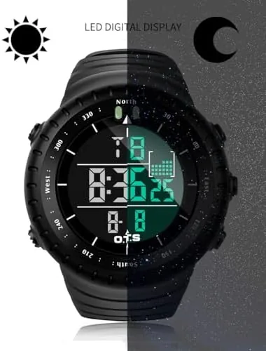 The Men's Digital Sports Watch Military Waterproof Tactical Watch with LED in real use