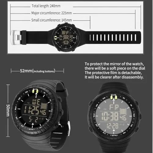 Another view of the Men's Digital Sports Watch Military Waterproof Tactical Watch with LED