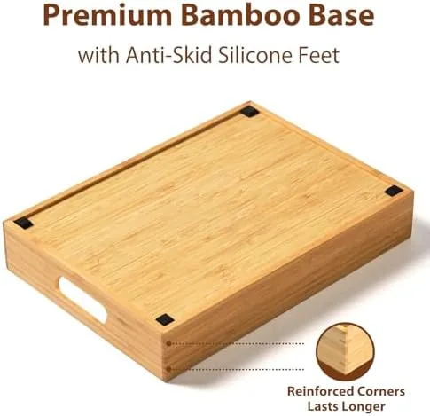 Organized cabinet with lids sorted upright in the bamboo caddy