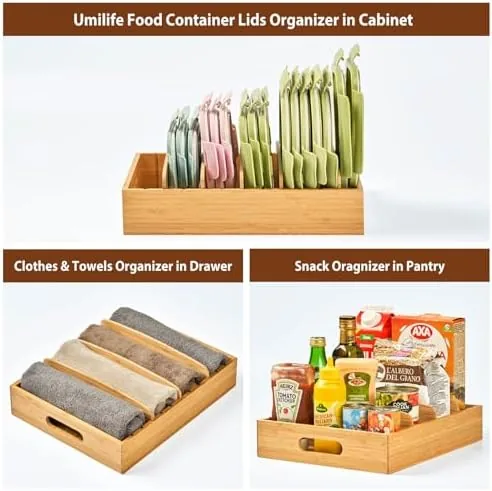 Pantry drawer using the bamboo caddy for spice jars and packets