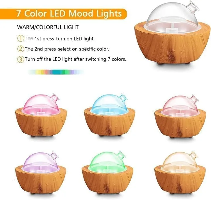 Close look at the 280ml Glass Essential Oil Diffuser Wood Grain Base Air Aroma build quality