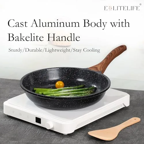Ceramic pan beside a traditional nonstick pan for comparison