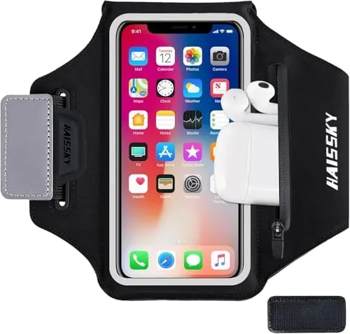 HAISSKY running armband holding a phone and strapped to an arm