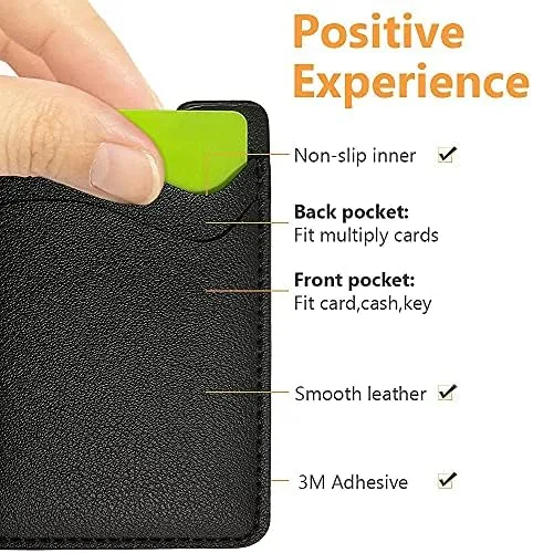 Close look at the Phone Card Holder, Leather Phone Wallet Stick On Card Holder build quality