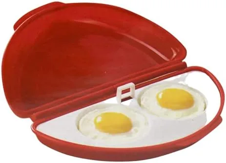 Close-up of the BPA free plastic poacher insert showing two egg shaped cups