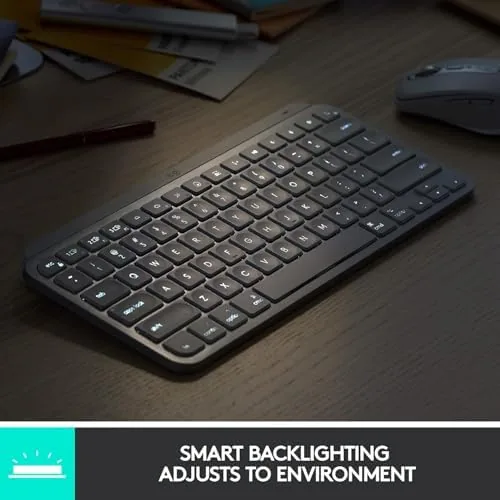 Another view of the Logitech MX Keys Mini Minimalist Wireless Illuminated Keyboard - Graphite