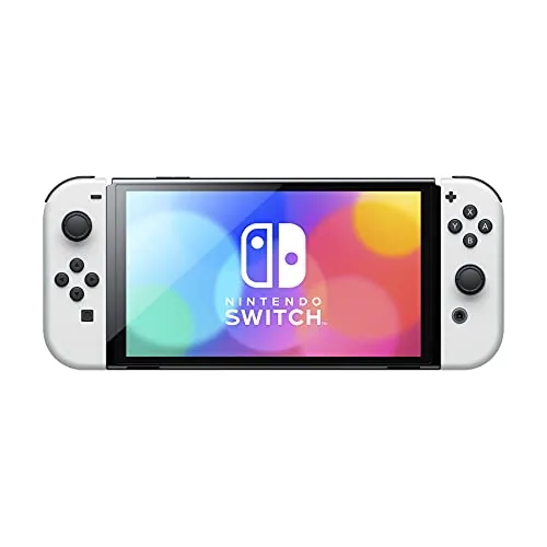 Someone playing the Switch OLED on a train in handheld mode