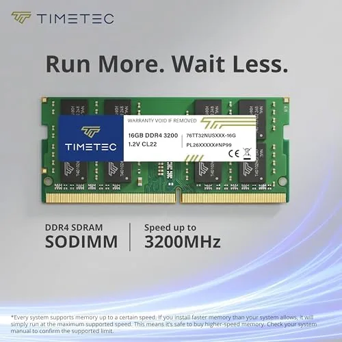 The Timetec 16GB DDR4 3200MHz (PC4-3200AA) PC4-25600 SODIMM Laptop RAM ,  in real use