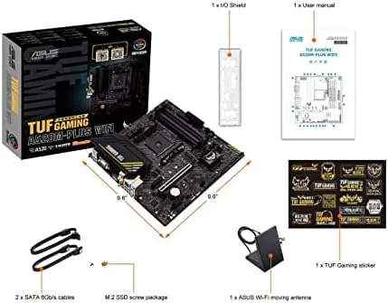 The TUF A520M board next to a higher end B550 motherboard