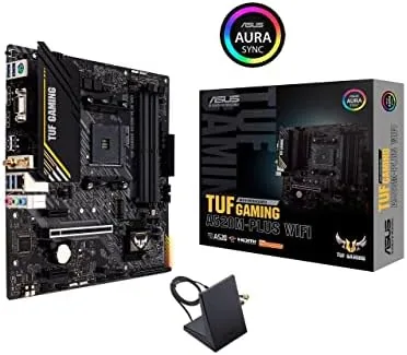 The motherboard installed inside a compact microATX case