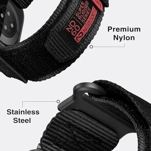 The rugged nylon band laid out flat showing the weave, buckle and keeper loops