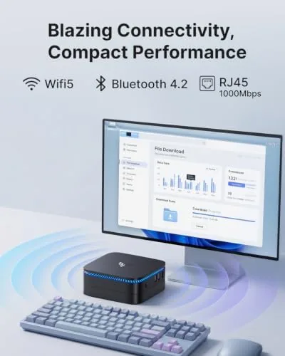KAMRUI AK1PLUS next to a larger budget N100 mini PC