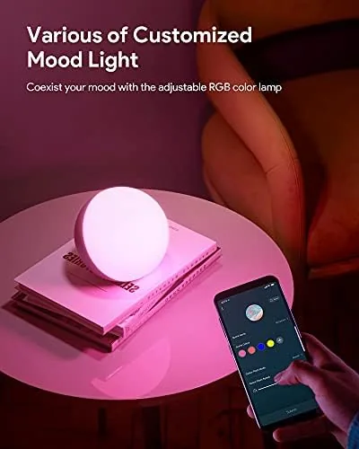 The smart lamp in a dark bedroom acting as a night light