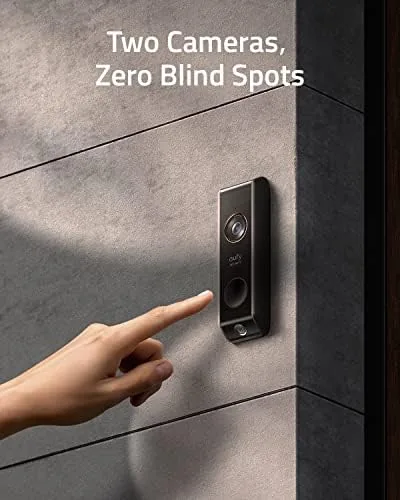 Close view of the eufy doorbell dual lens arrangement