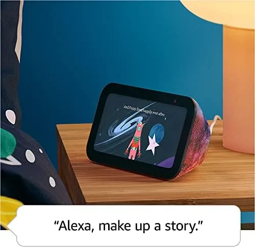 Child using the Echo Show 5 Kids for a video call with a grandparent