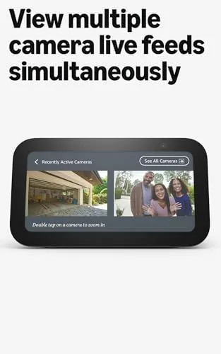 Echo Show 5 showing a smart home camera feed on screen