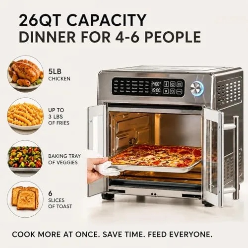 The Emeril Lagasse oven next to a small basket air fryer