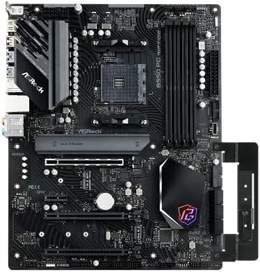 Two DDR4 memory modules seated in the ASRock B550 PG Riptide DIMM slots