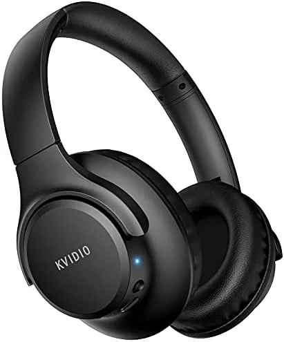 KVIDIO over ear Bluetooth headphones resting on a desk
