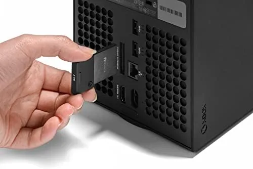 The card installed in the storage expansion port on the back of the console