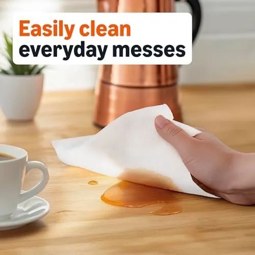 Clean kitchen counter wiped down with the paper towels