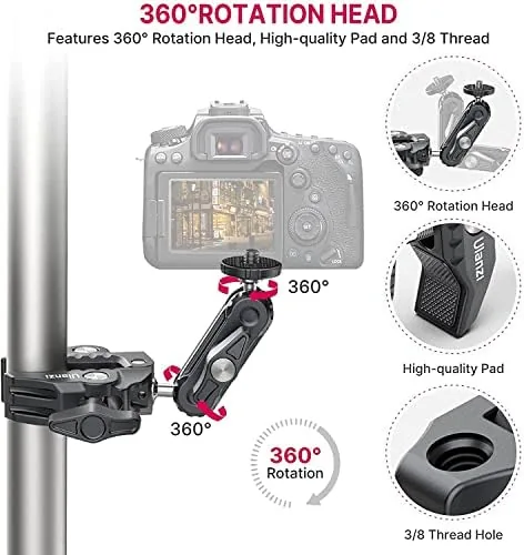 The ULANZI Super Clamp Camera Clamp Mount Monitor 360° Ballhead Magic in real use