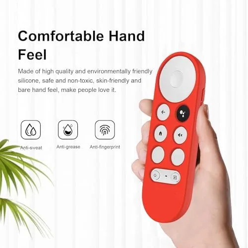 Close look at the USTIYA Case for Chromecast with Google TV Voice Remote Cover (Red) build quality