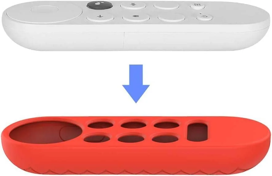 Another view of the USTIYA Case for Chromecast with Google TV Voice Remote Cover (Red)