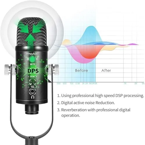 Close look at the USB Condenser Microphone Kit with Desktop Stand and Phone Adapters build quality
