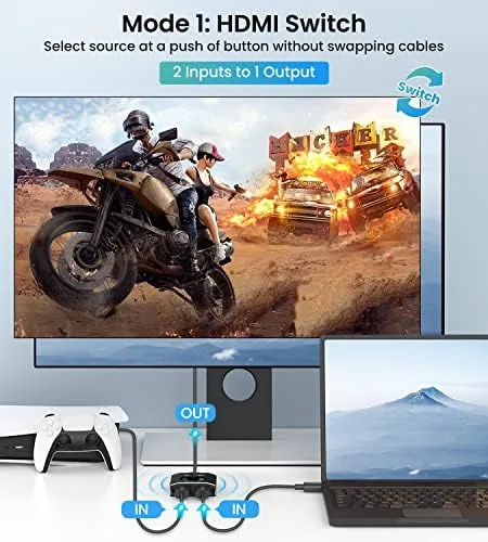 Close look at the HDMI Switch Splitter 4K@60hz, Aluminum HDMI 2.0 Switcher 2 in build quality
