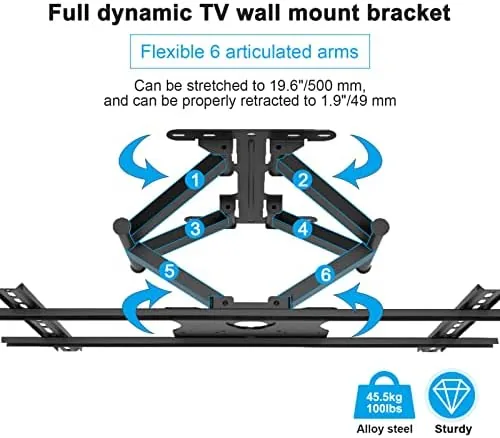 The mount extended fully with the TV pulled away from the wall