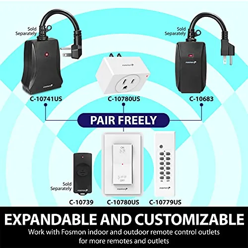 The Fosmon Wireless Remote Control Outlet Plug Indoor, Battery Operated On/Off compared in context