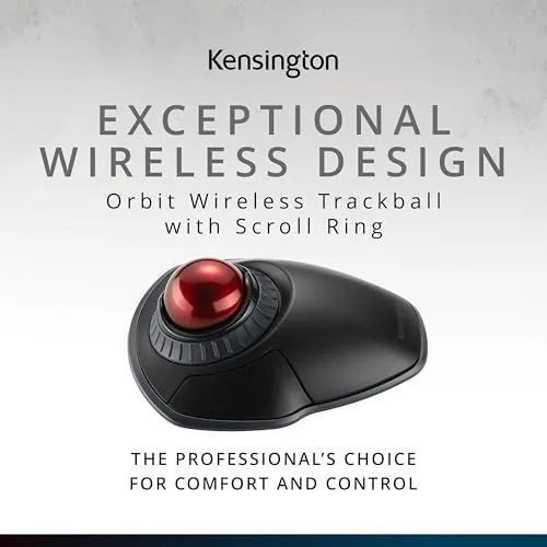 Close look at the Kensington Orbit Wireless Trackball with Scroll Ring - Black-Red (K70990WW) build quality