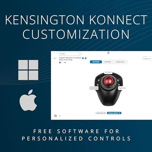 Another view of the Kensington Orbit Wireless Trackball with Scroll Ring - Black-Red (K70990WW)